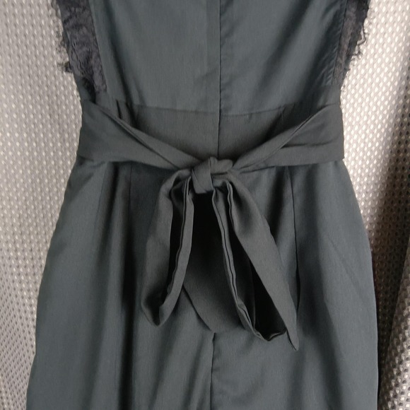 Altar'd State Jumpsuit Womens Small Black Lace Trim Deep V Back Zip Tie Waist - Picture 12 of 14